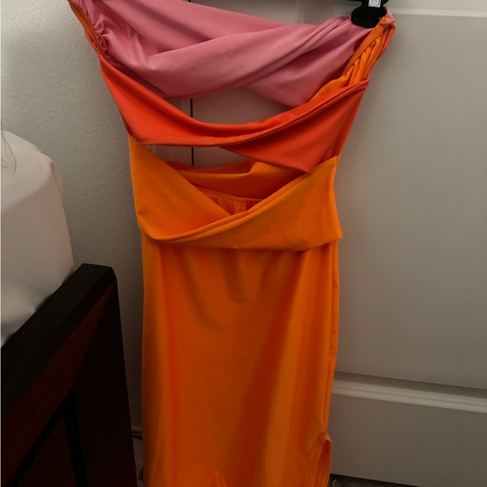 Vibrant Pink and Orange Dress